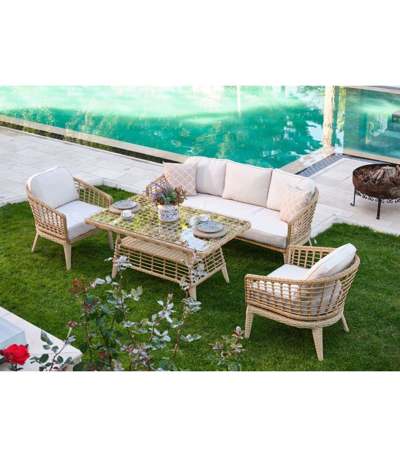 Rodos Rattan Bahçe Balkon Oturma Grubu