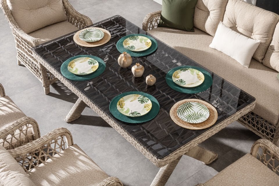 Dora Rolex Rattan Bahçe Balkon Oturma Takımı