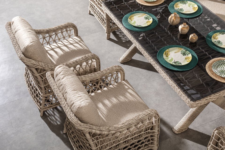 Dora Rolex Rattan Bahçe Balkon Oturma Takımı