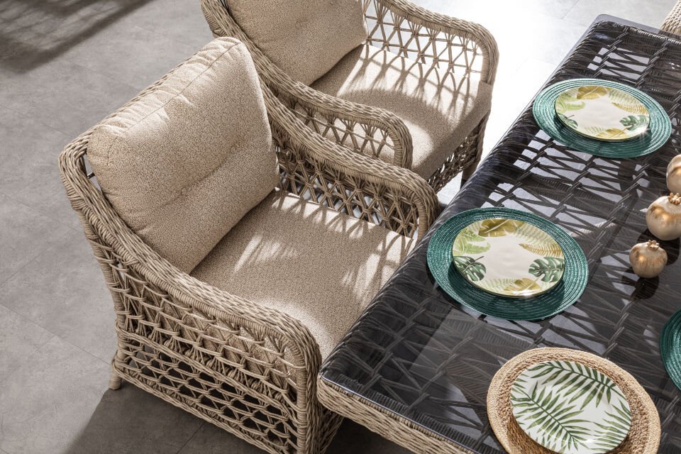 Dora Rolex Rattan Bahçe Balkon Oturma Takımı