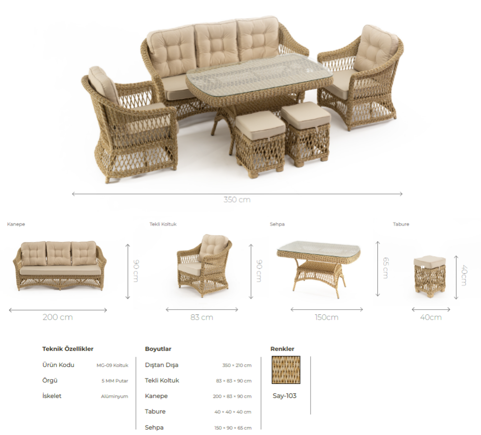 İTHAL TEGAL MG77 BAHÇE OTURMA GRUBU